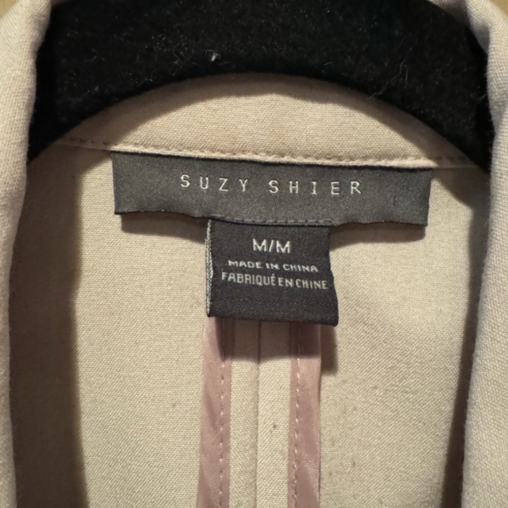 Cream Tailored Blazer with Notched Lapel - Picture 2 of 2